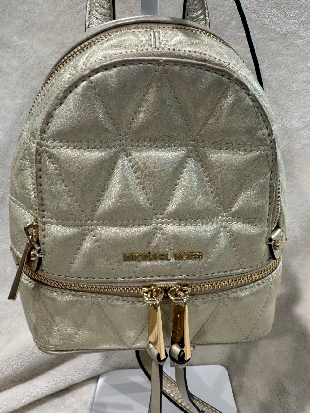 Michael Kors Rhea Metallic Quilted Mini Backpack - Picture 3 of 5